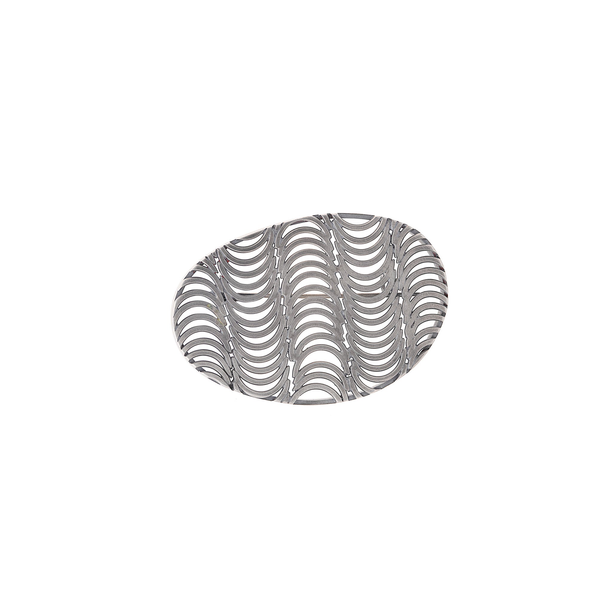 Silver Ovid Patterned Statement Brooch
